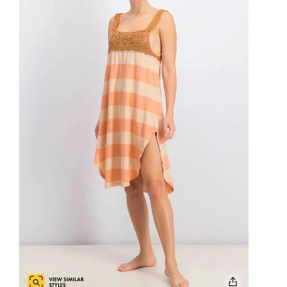 NWT Free People Luca Crocheted Detail Tank Tunic Dress